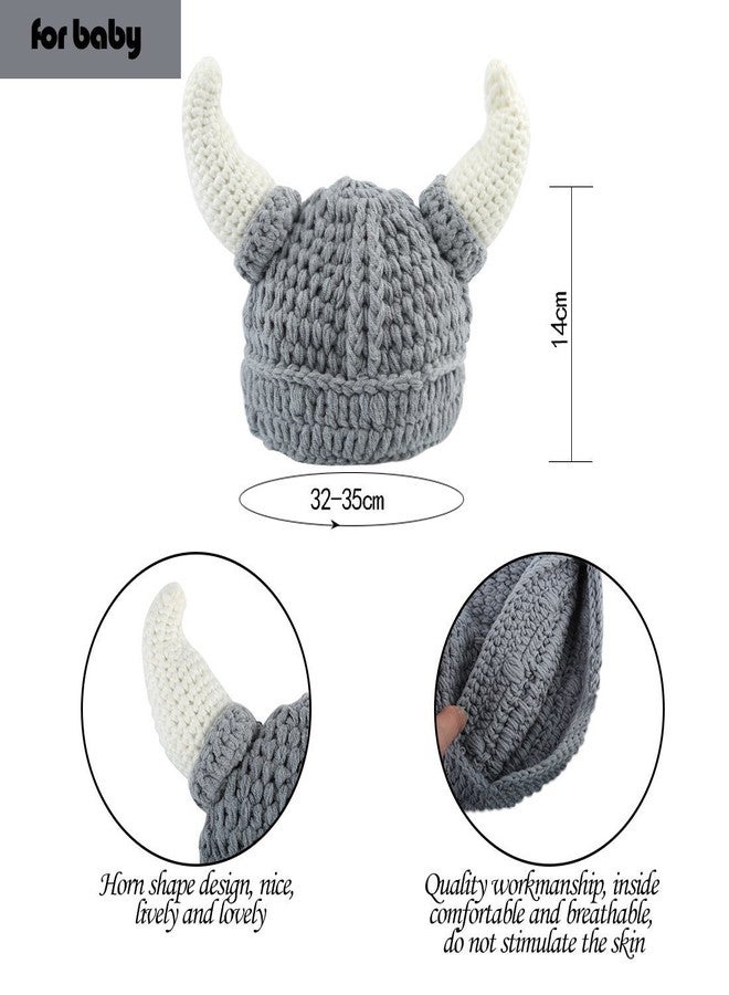 شوينيبا قبعة صوفية للأطفال الصغار، قبعة فايكنغ كروشيه، قبعة مصنوعة يدوياً للأطفال الرضع من الجنسين (0-2 سنة) - Image 3